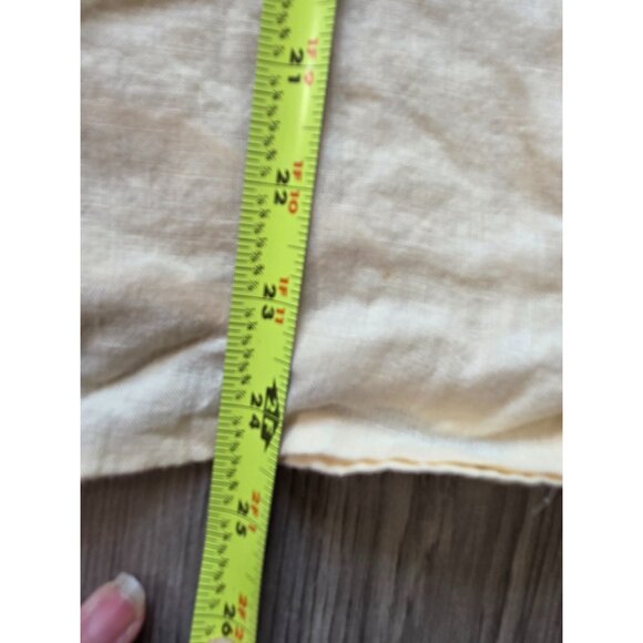 Talbots Womens Pure Irish Linen Yellow Short Sleeve Pleated Button-Up Shirt L - Picture 7 of 8